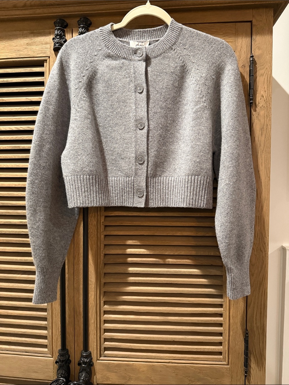COS Light Gray Cropped Button Cardigan